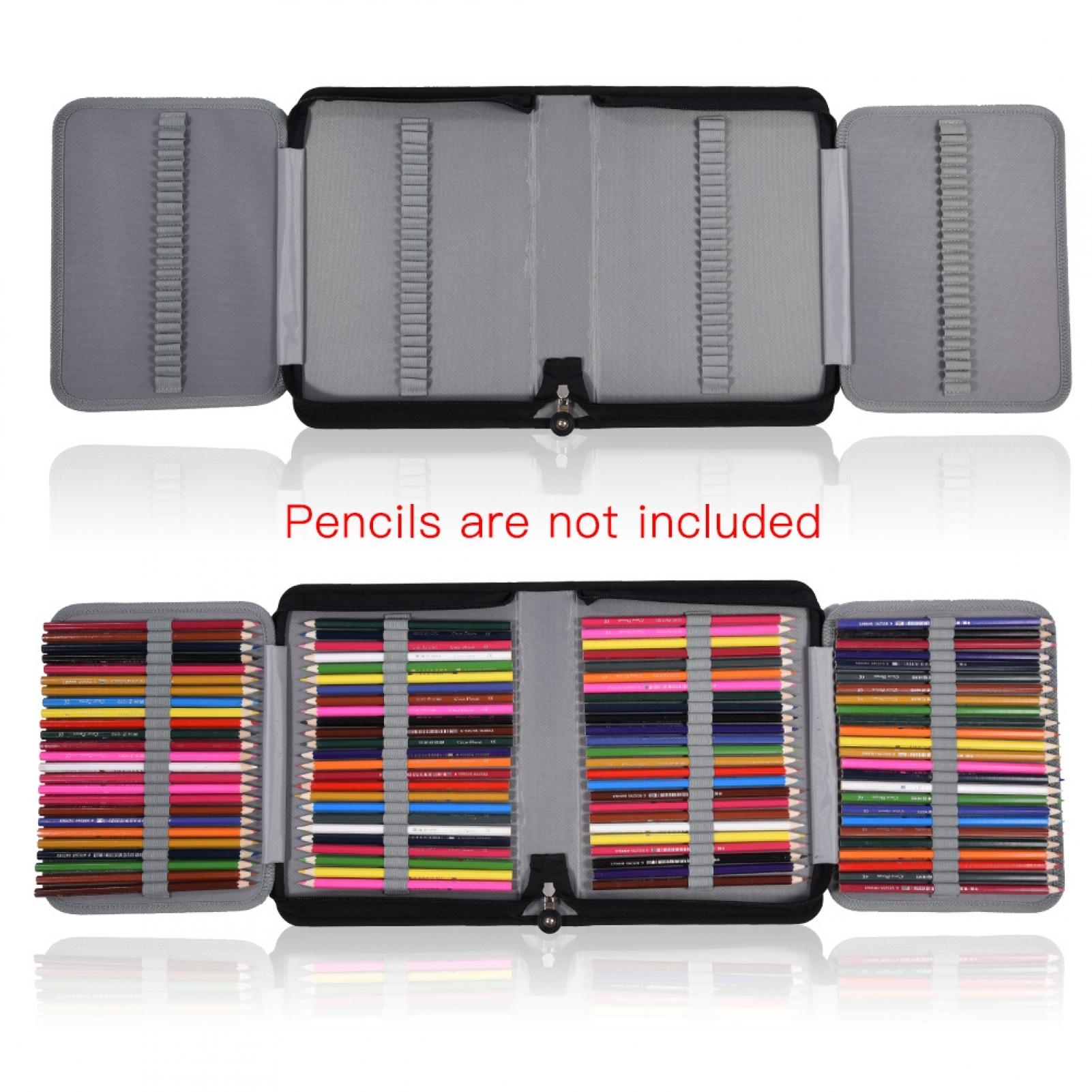 Tebru Foldable Pencil Case, Art Pencil Case,150 Slots Large Capacity PU  Leather Fabric Pencil Case Zipper Pen Bag(pencils are not included ) 
